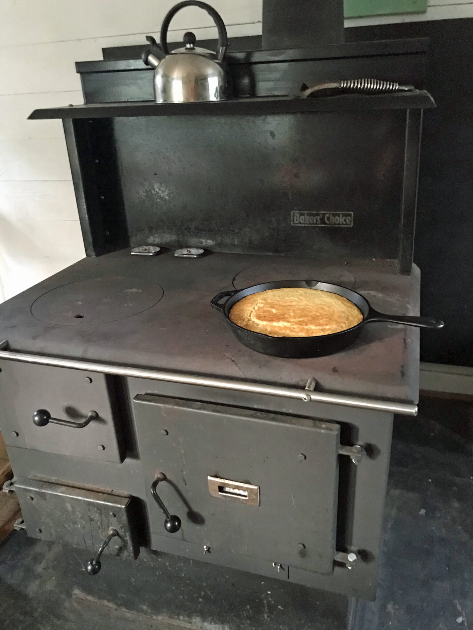 The cast iron stove at the Musick Guard Cabin was fantastic!  I baked a cornbread there.