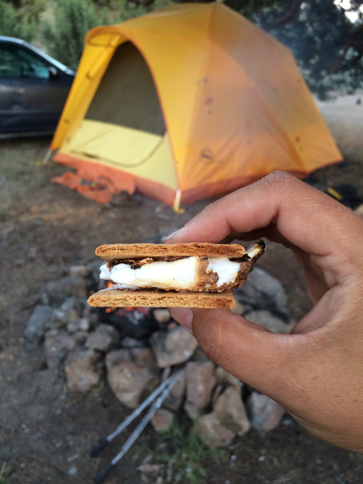 Smores by the fire at Glass Butte while collecting obsidian.