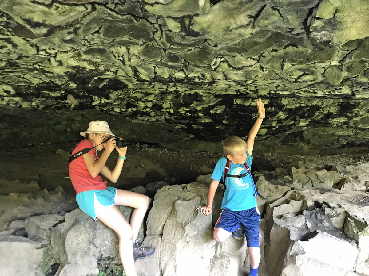 The inside of the cave behind South Falls has a blackened ceiling, possibly from Native Americans.