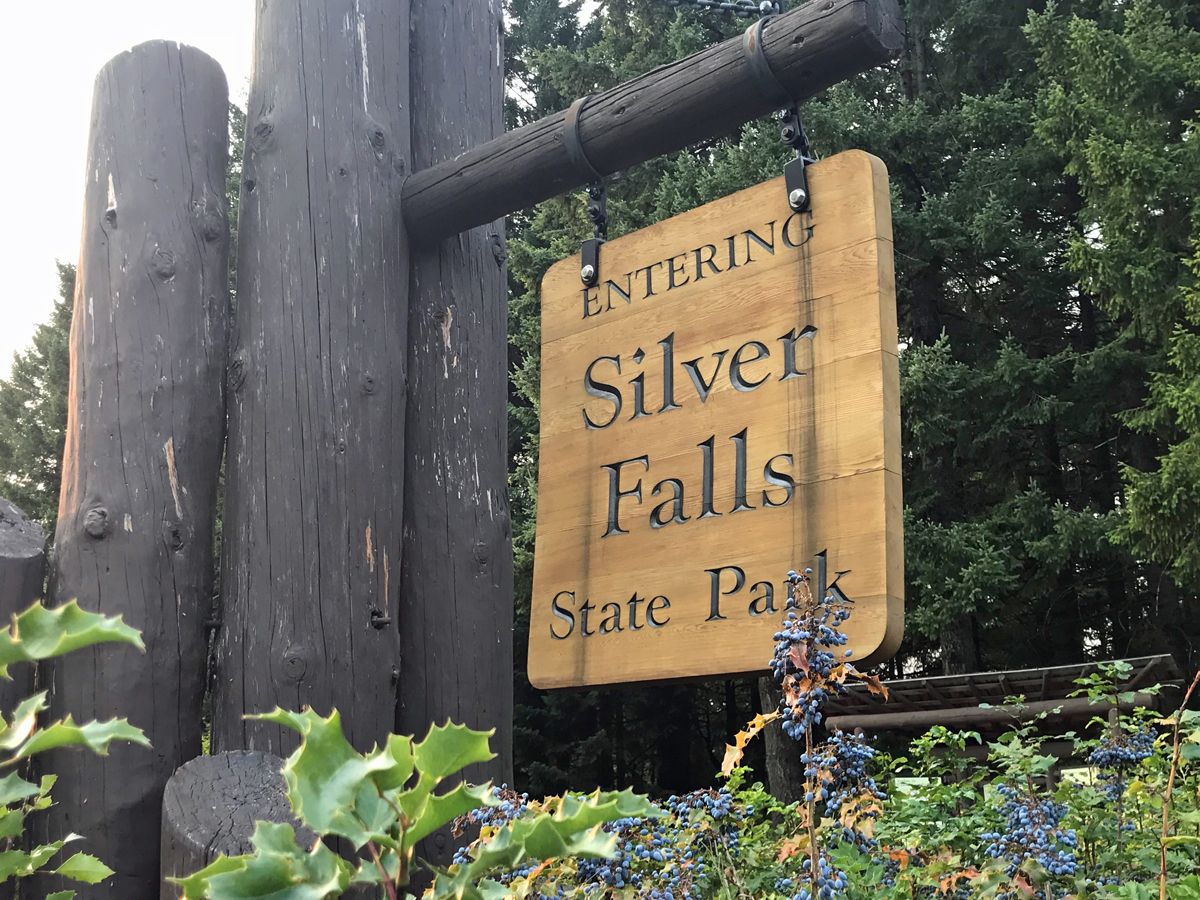 Silver Falls State Park entrance sign